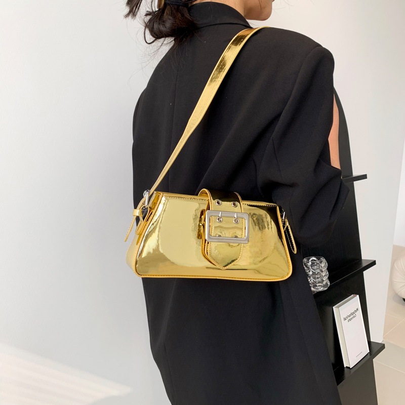 Luxury Y2K Bags - Y2kゴールド-女性のための裸の肩のハンドバッグ,小さな楕円形のトートバッグ,PUレザー,高級ブランド,無地,ピンク,2023