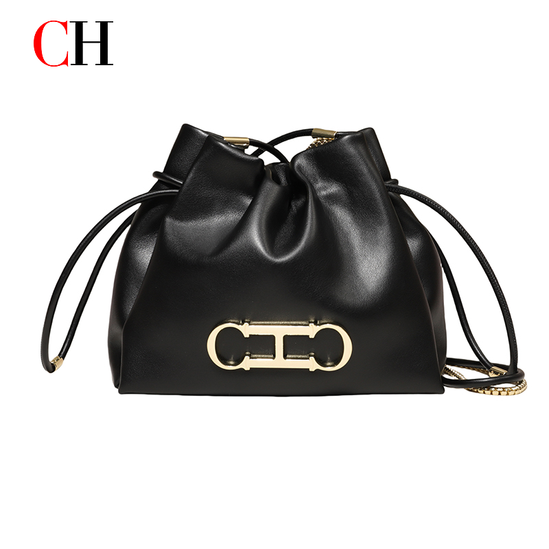Luxury Bags No Logo - CH 高級巾着バケットバッグ女性ゴールドメタルロゴチェーンクロスボディバッグショルダーメッセンジャーハンドバッグ毎日の通勤パーティー用