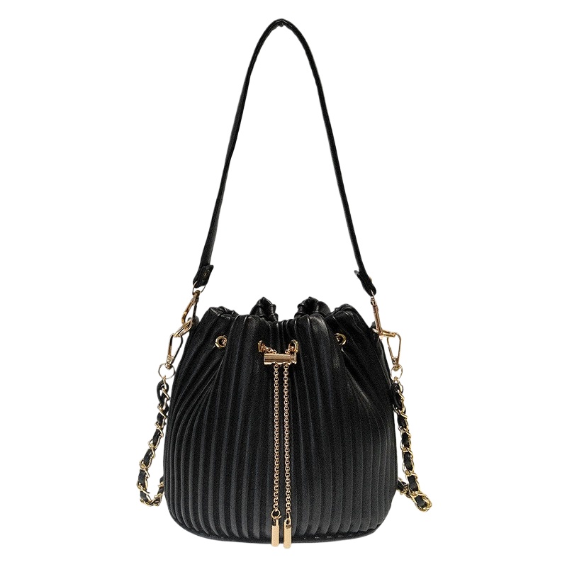 Structured Handbag Top Handle - レディース チェーン クロスボディ バケットバッグ トップハンドル 巾着開閉