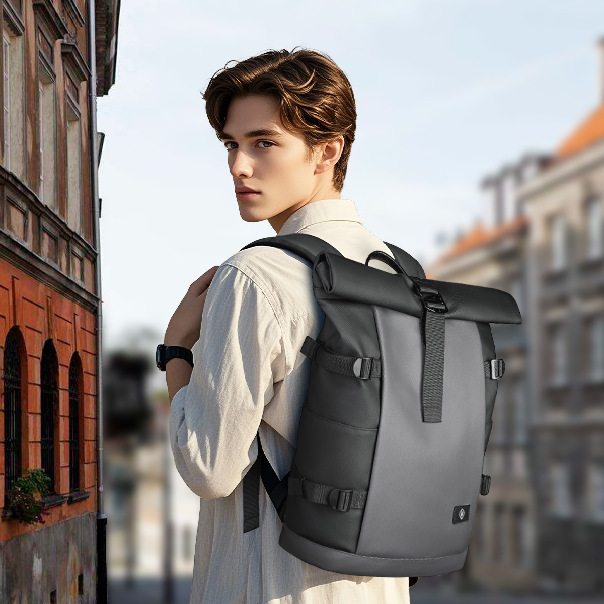 HK 防水ロールトップバックパック男性用大容量拡張可能な 1 - Structured Handbag Top Handle のレビューと価格