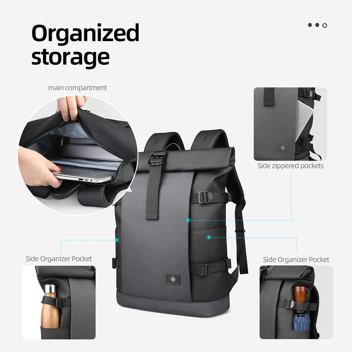 HK 防水ロールトップバックパック男性用大容量拡張可能な 1 - Structured Handbag Top Handle のレビューと価格