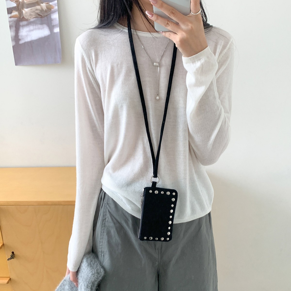新しいスタッズ付きショルダーバッグミニクレジットカードホルダ - Shoulder Bag Slouchy のレビューと価格