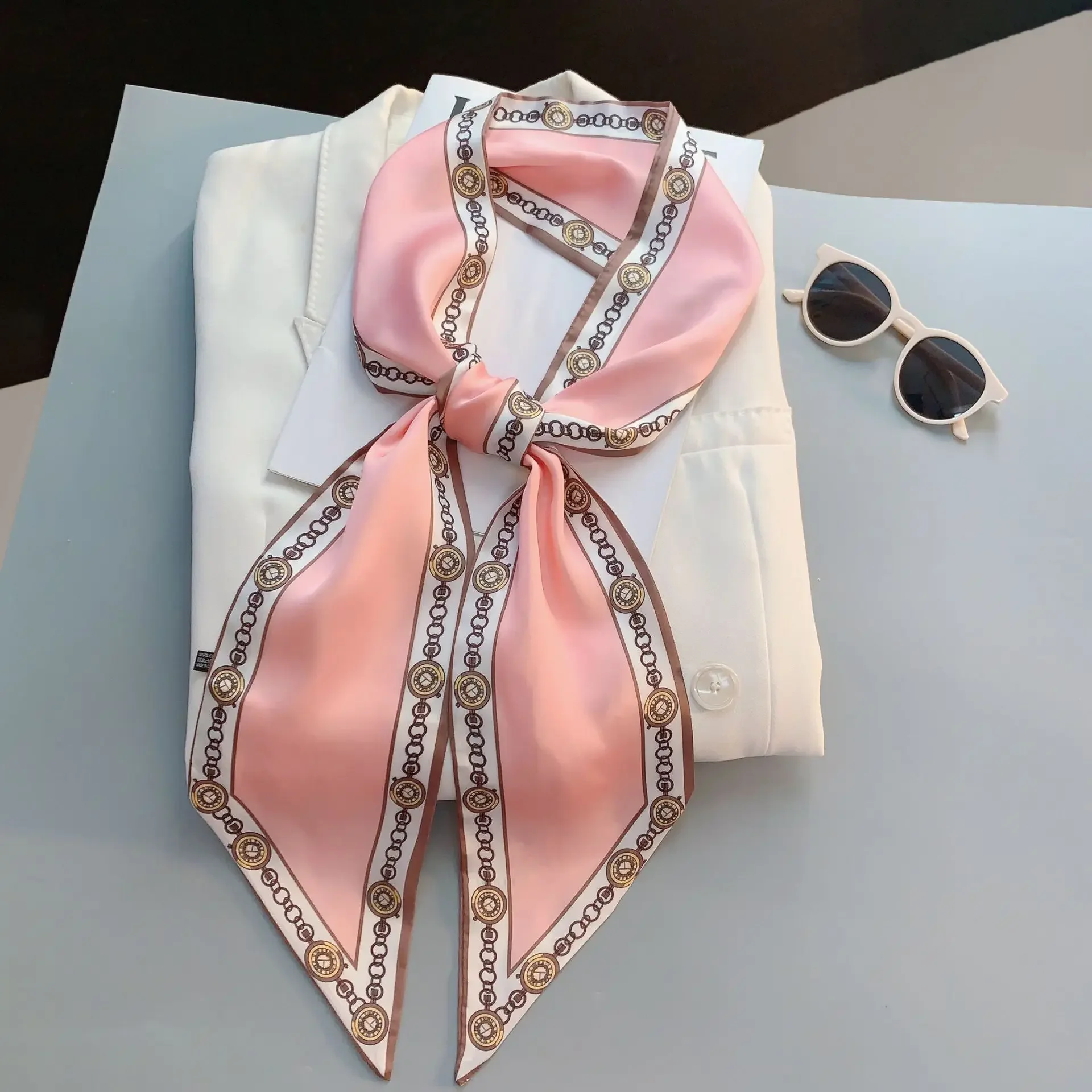 デザインプリントスキニースカーフ格子柄馬毛ヘアバンドスカーフ - Luxury Bags Expensive のレビューと価格