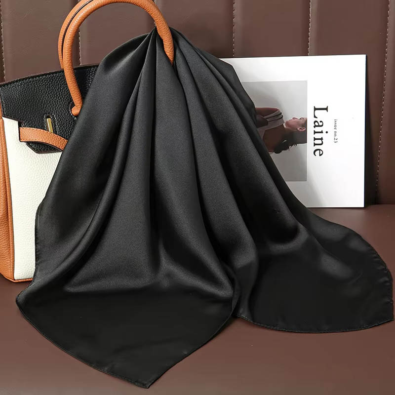 高級無地シルクスクエアスカーフ女性用ソフトサテン馬毛ヘアバン - Luxury Bags Expensive のレビューと価格