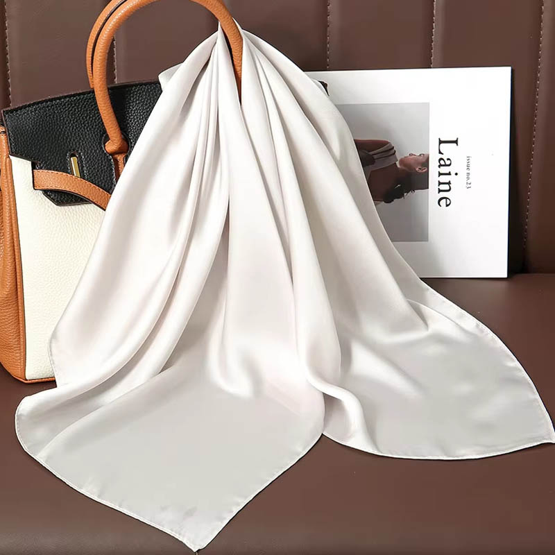 高級無地シルクスクエアスカーフ女性用ソフトサテン馬毛ヘアバン - Luxury Bags Expensive のレビューと価格