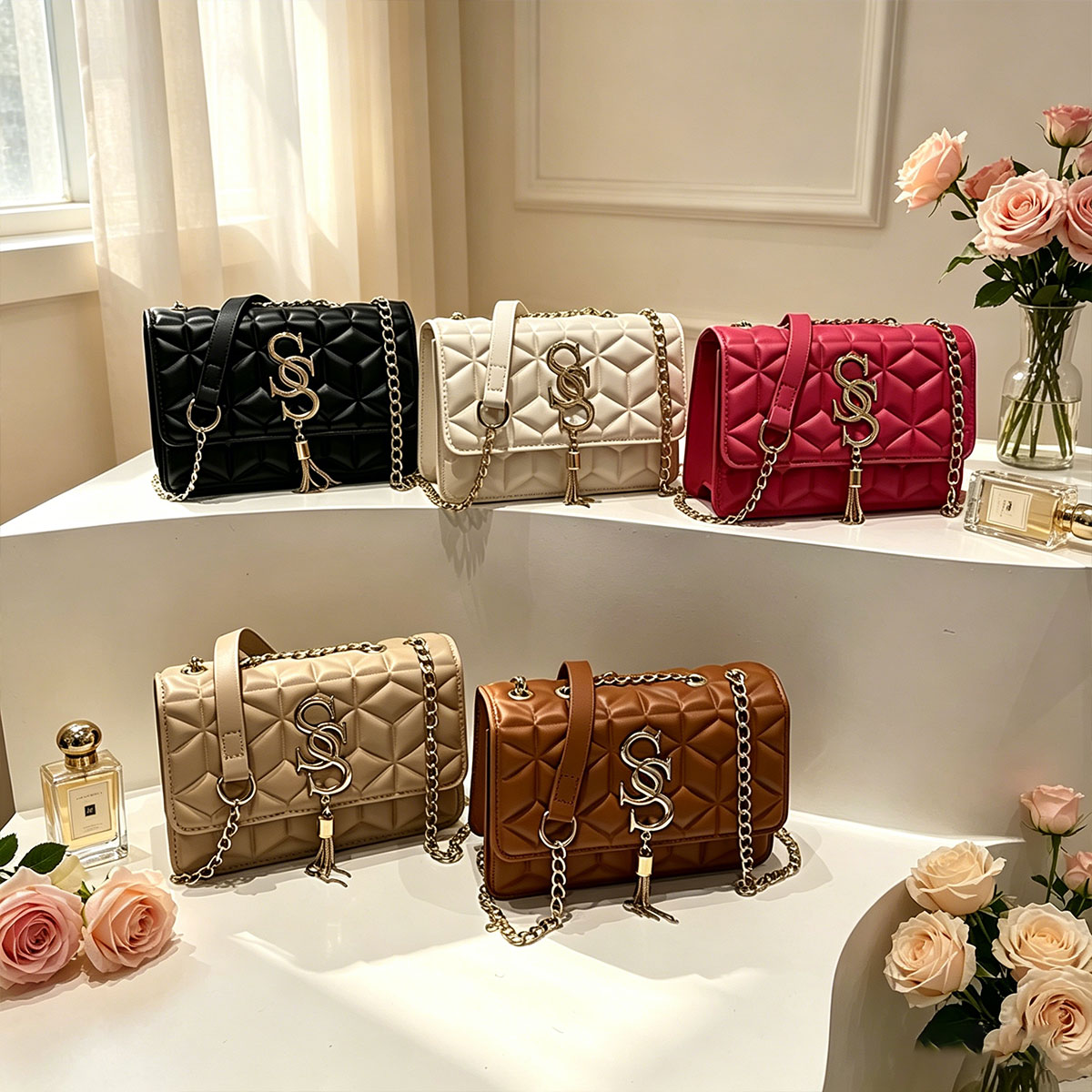 ライトラグジュアリートレンドアーガイルキルティングスモールス - Luxury Quilted Bags のレビューと価格