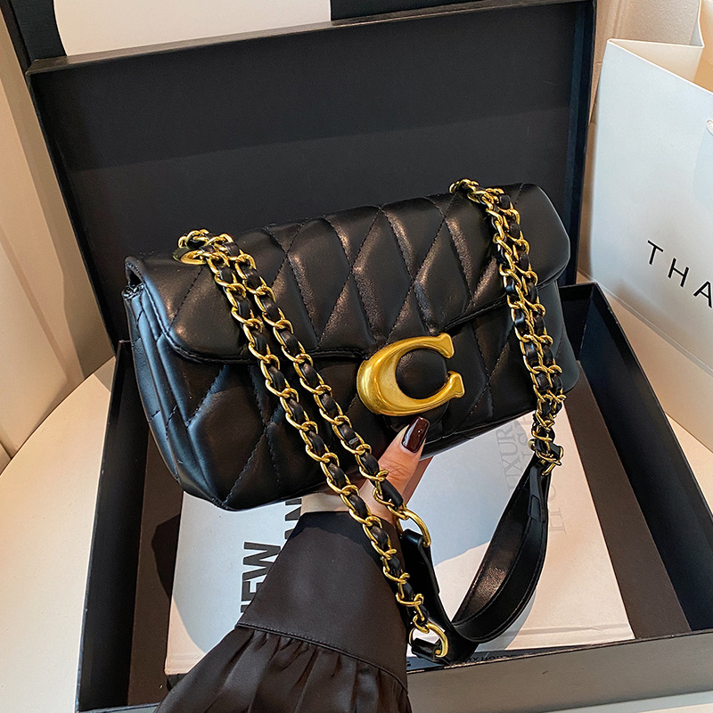 女性用キルティングレザーショルダーバッグ、高級Cロゴゴールド - Luxury Quilted Bags のレビューと価格