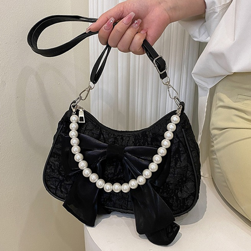 ホワイトフォールドパール女性バッグレトロ高級デザイナーハンド - Luxury Y2K Bags のレビューと価格