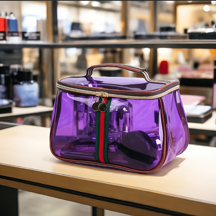 女性用透明アップル柄トイレタリーバッグ、ジッパー開閉式＆トッ - Structured Handbag Top Handle のレビューと価格