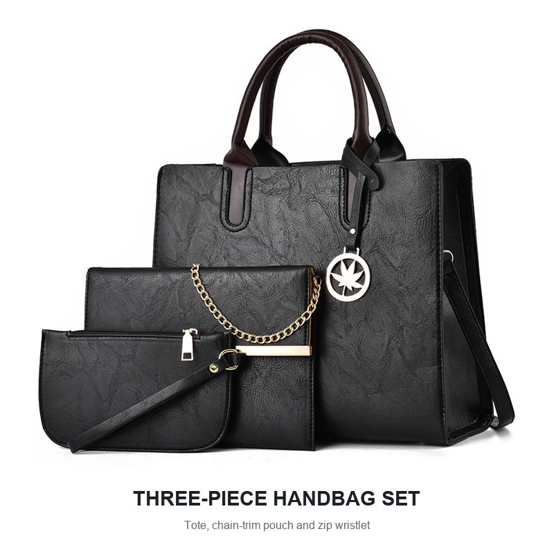 レディース3点ハンドバッグセット 大容量トートバッグ ショル - Structured Handbag Top Handle のレビューと価格