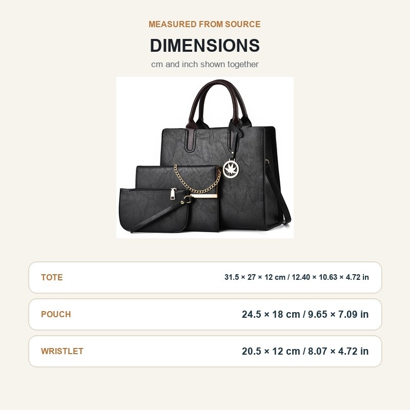 レディース3点ハンドバッグセット 大容量トートバッグ ショル - Structured Handbag Top Handle のレビューと価格