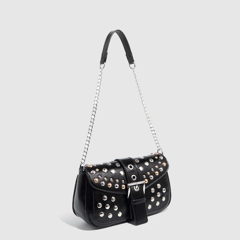 女性用PUレザーショルダーバッグ,リベットデザイン,高級脇毛 - Luxury Y2K Bags のレビューと価格