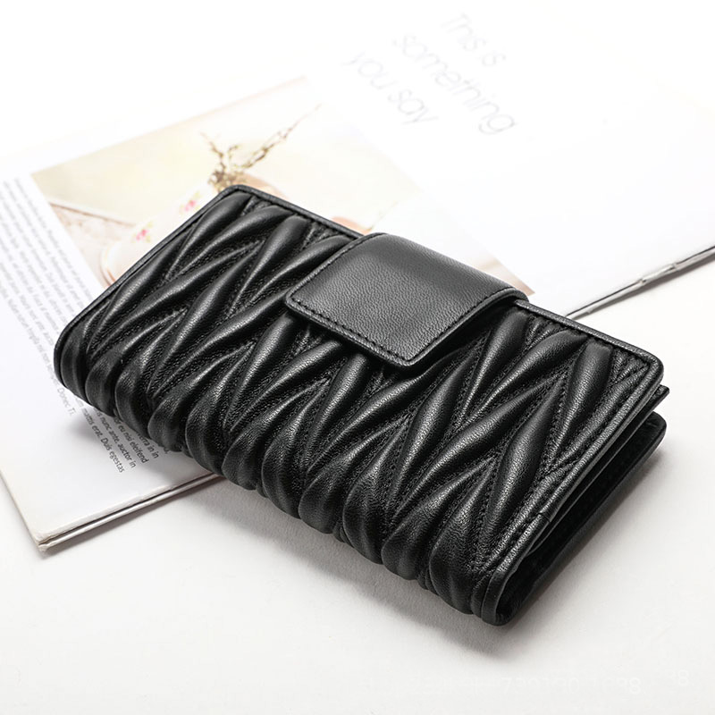 しわ 100% シープスキン本革財布女性ロング大容量レザーハ - Luxury Quilted Bags のレビューと価格