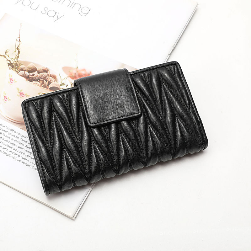 しわ 100% シープスキン本革財布女性ロング大容量レザーハ - Luxury Quilted Bags のレビューと価格