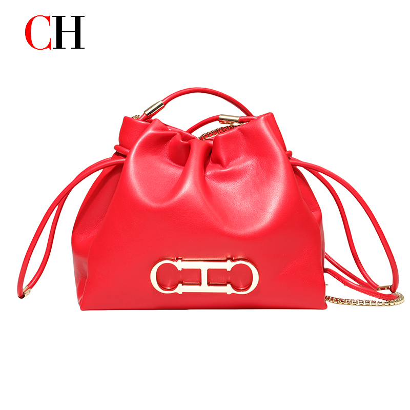 CH 高級巾着バケットバッグ女性ゴールドメタルロゴチェーンク - Luxury Bags No Logo のレビューと価格
